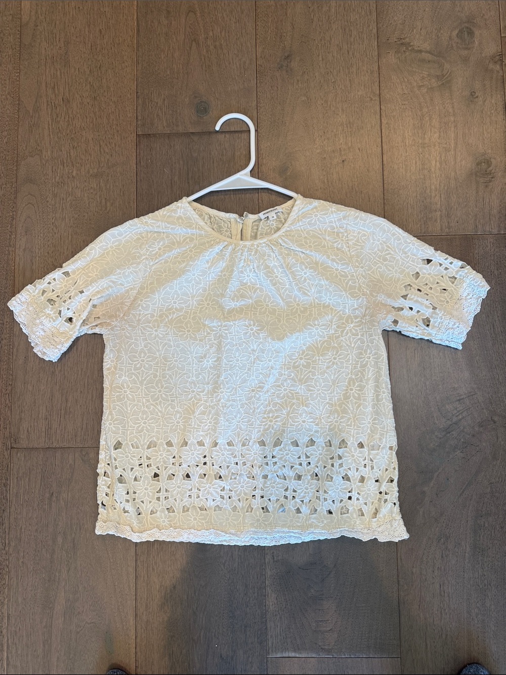 White Crochet Lace Short Sleeve Blouse